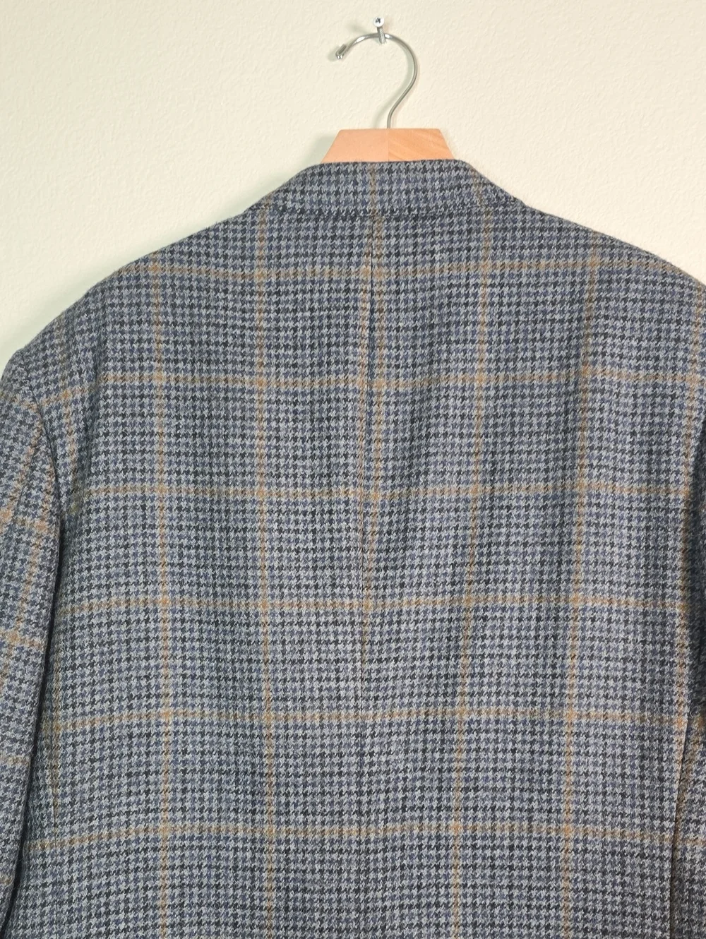 Vintage Lands' End Navy and Brown Plaid  Wool/ Alpaca Blend  Blazer Size 40R